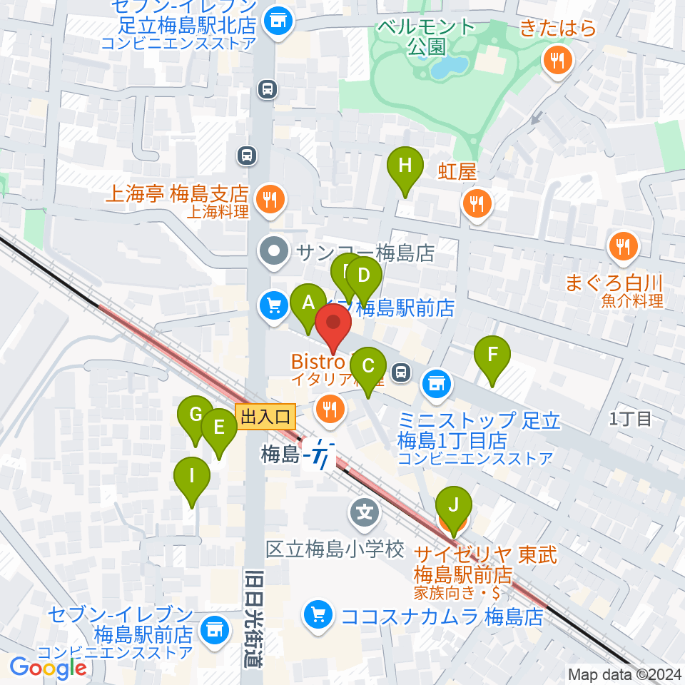 梅島Hugo周辺の駐車場・コインパーキング一覧地図