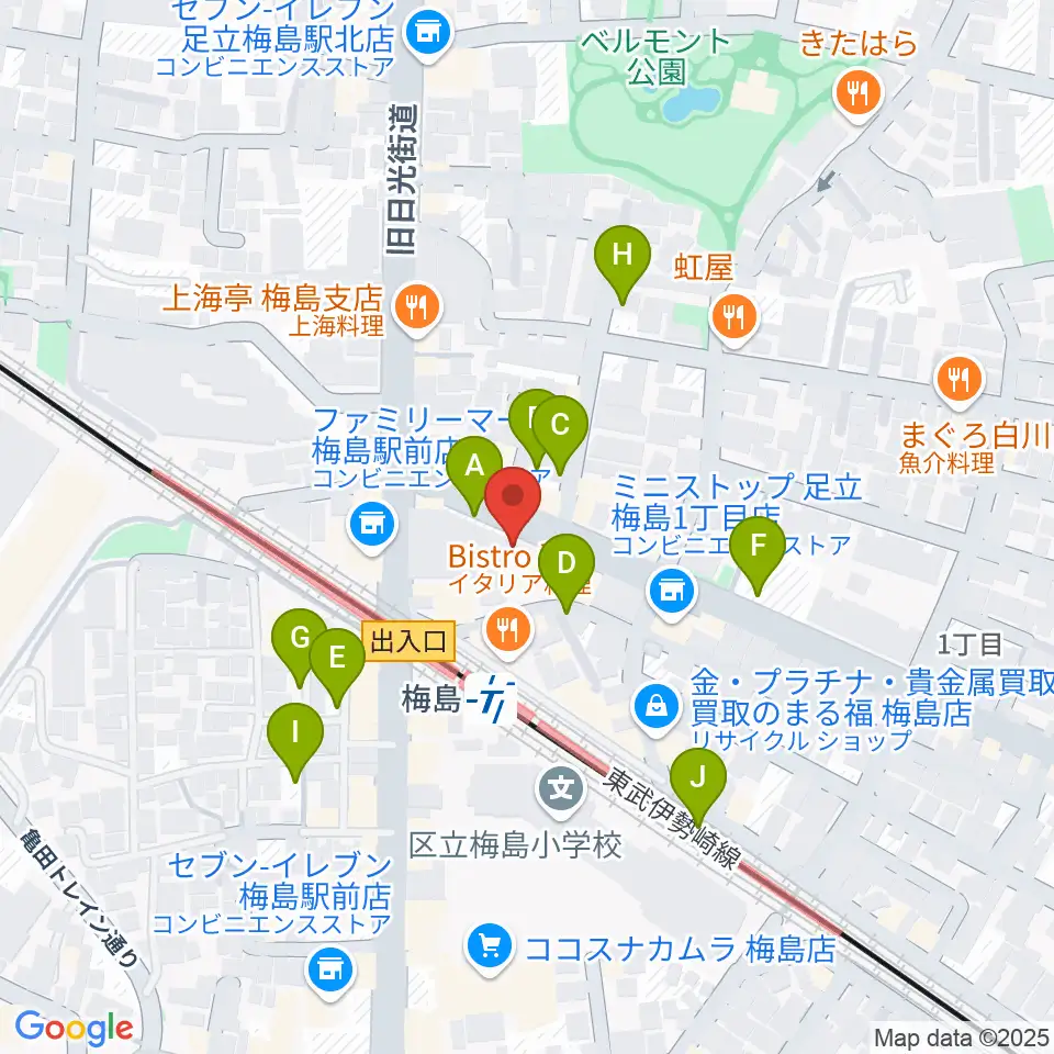 梅島Hugo周辺の駐車場・コインパーキング一覧地図