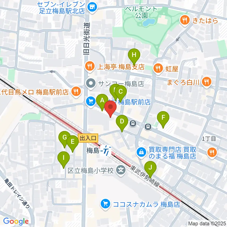 梅島Hugo周辺の駐車場・コインパーキング一覧地図