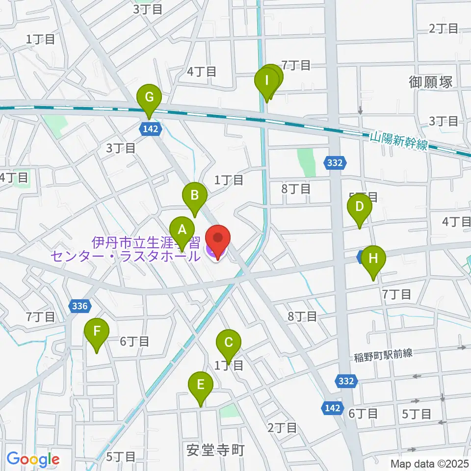 ラスタホール(伊丹市立生涯学習センター) 周辺の駐車場・コインパーキング一覧地図