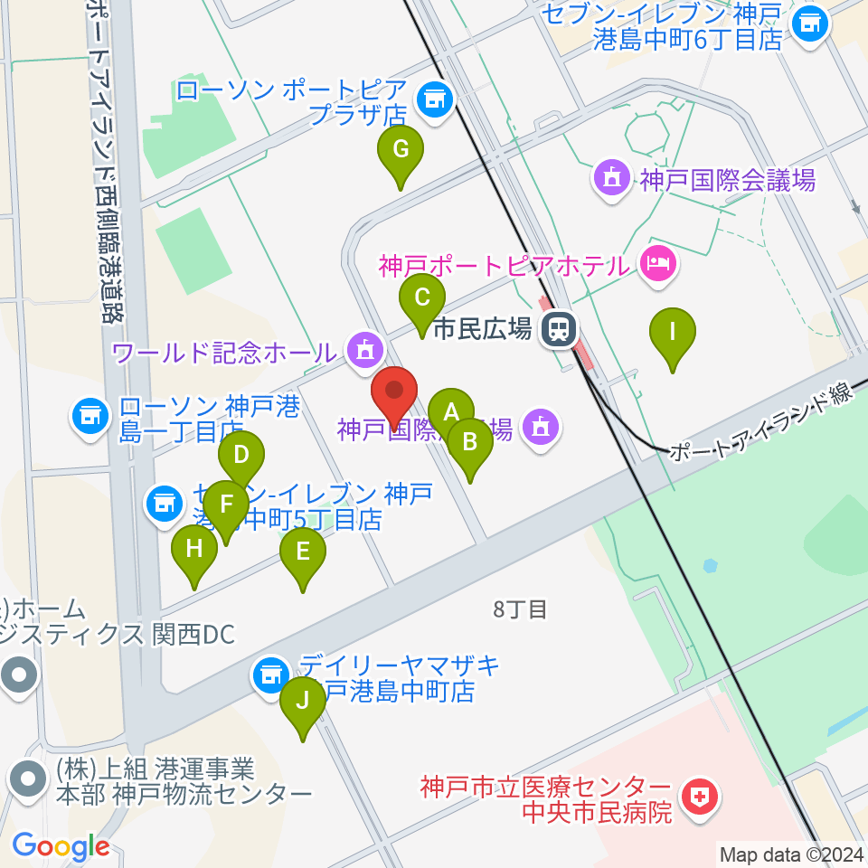 神戸ワールド記念ホール周辺の駐車場・コインパーキング一覧地図