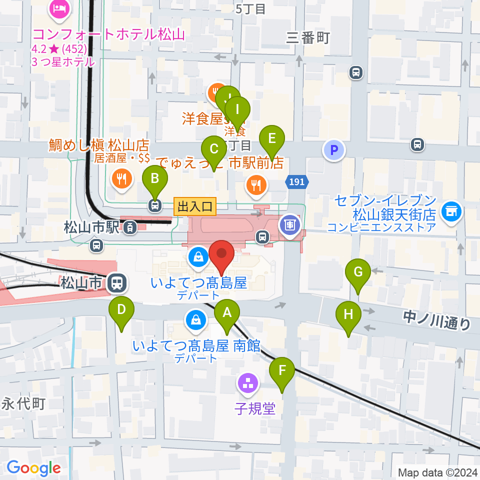 いよてつ高島屋9F ローズホール周辺の駐車場・コインパーキング一覧地図