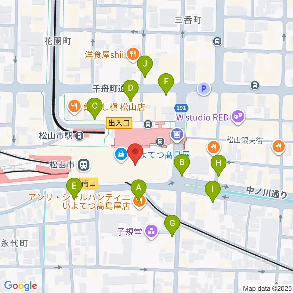 いよてつ高島屋9F ローズホール周辺の駐車場・コインパーキング一覧地図