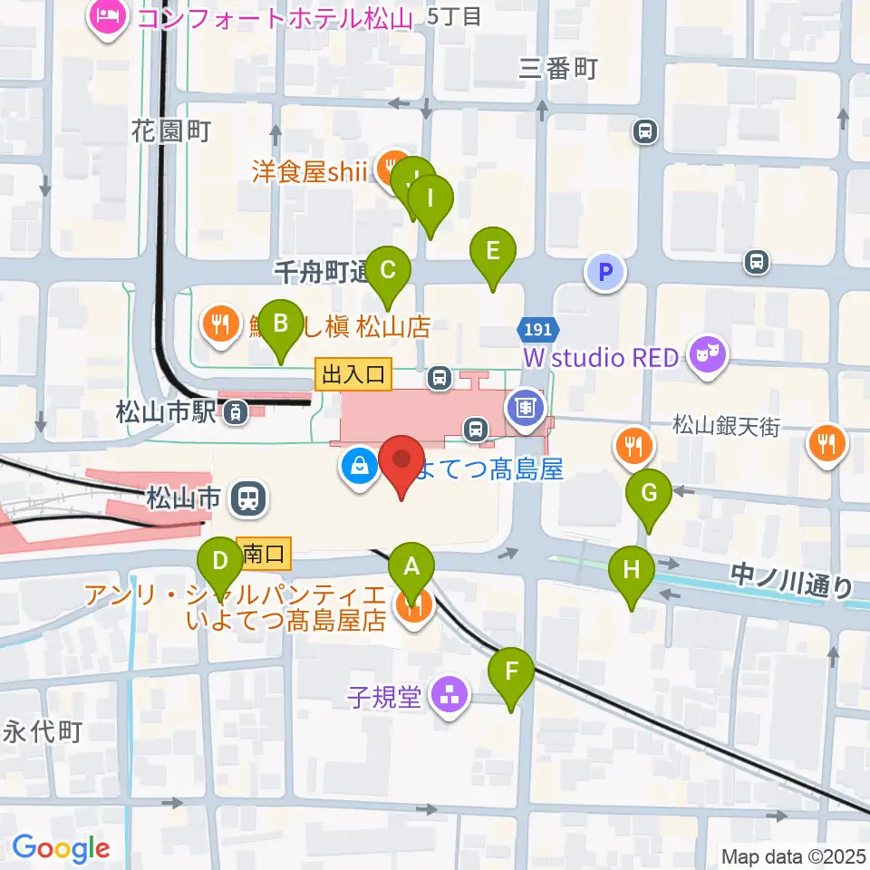 いよてつ高島屋9F ローズホール周辺の駐車場・コインパーキング一覧地図