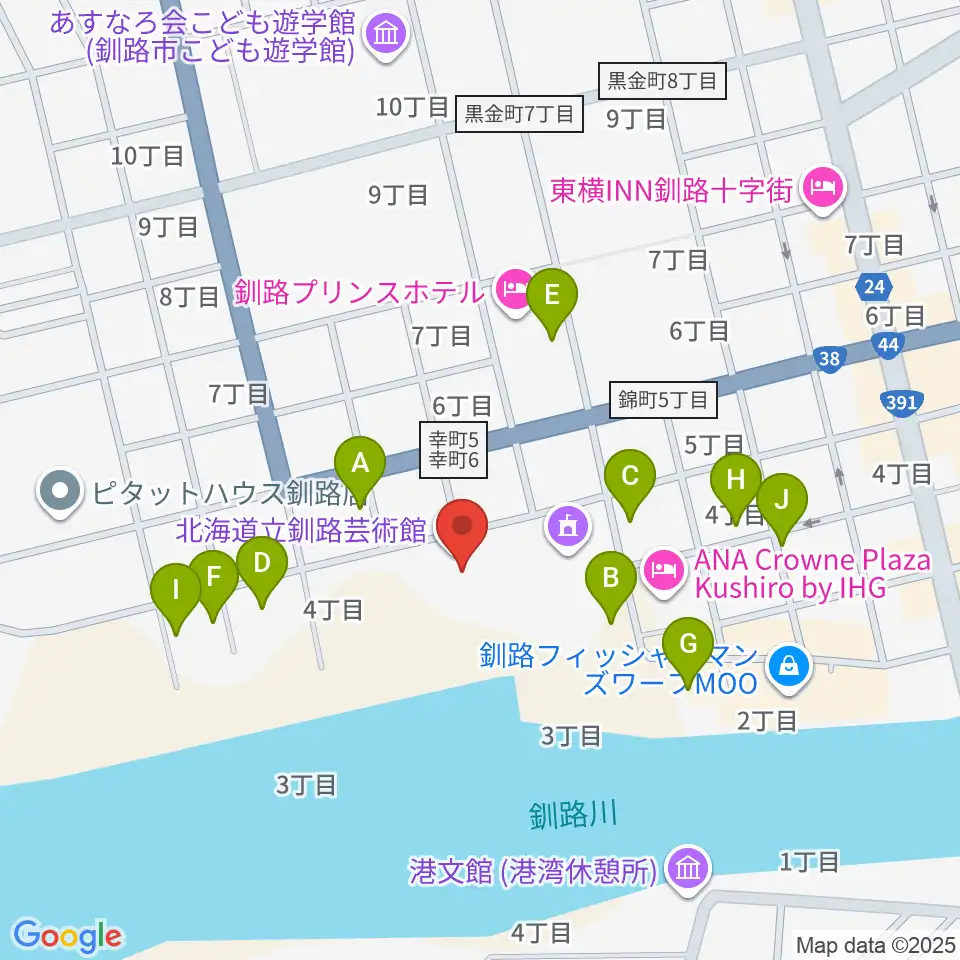 北海道立釧路芸術館 アートホール周辺の駐車場・コインパーキング一覧地図