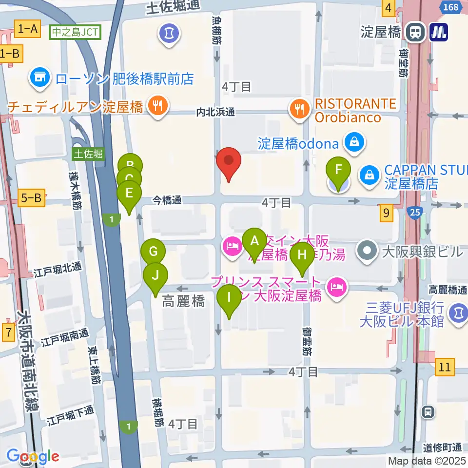 大阪倶楽部4階ホール周辺の駐車場・コインパーキング一覧地図