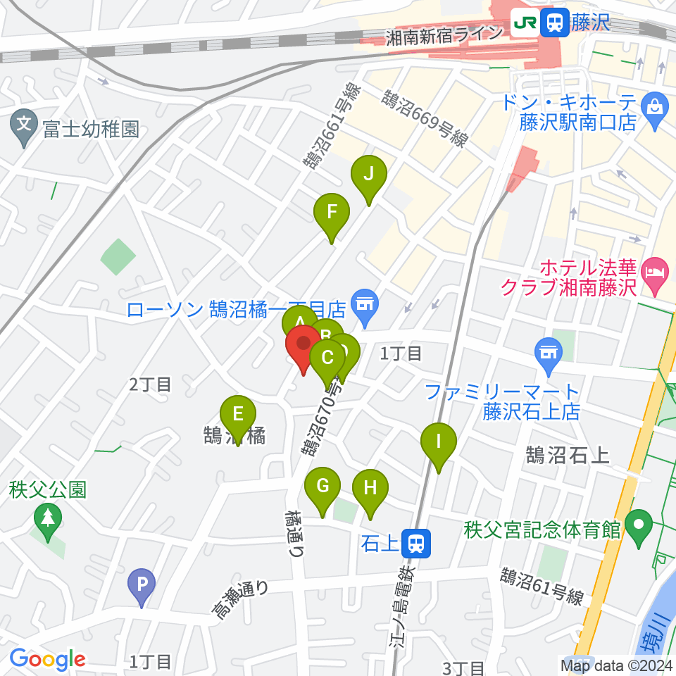 藤沢ル・クラシック周辺の駐車場・コインパーキング一覧地図