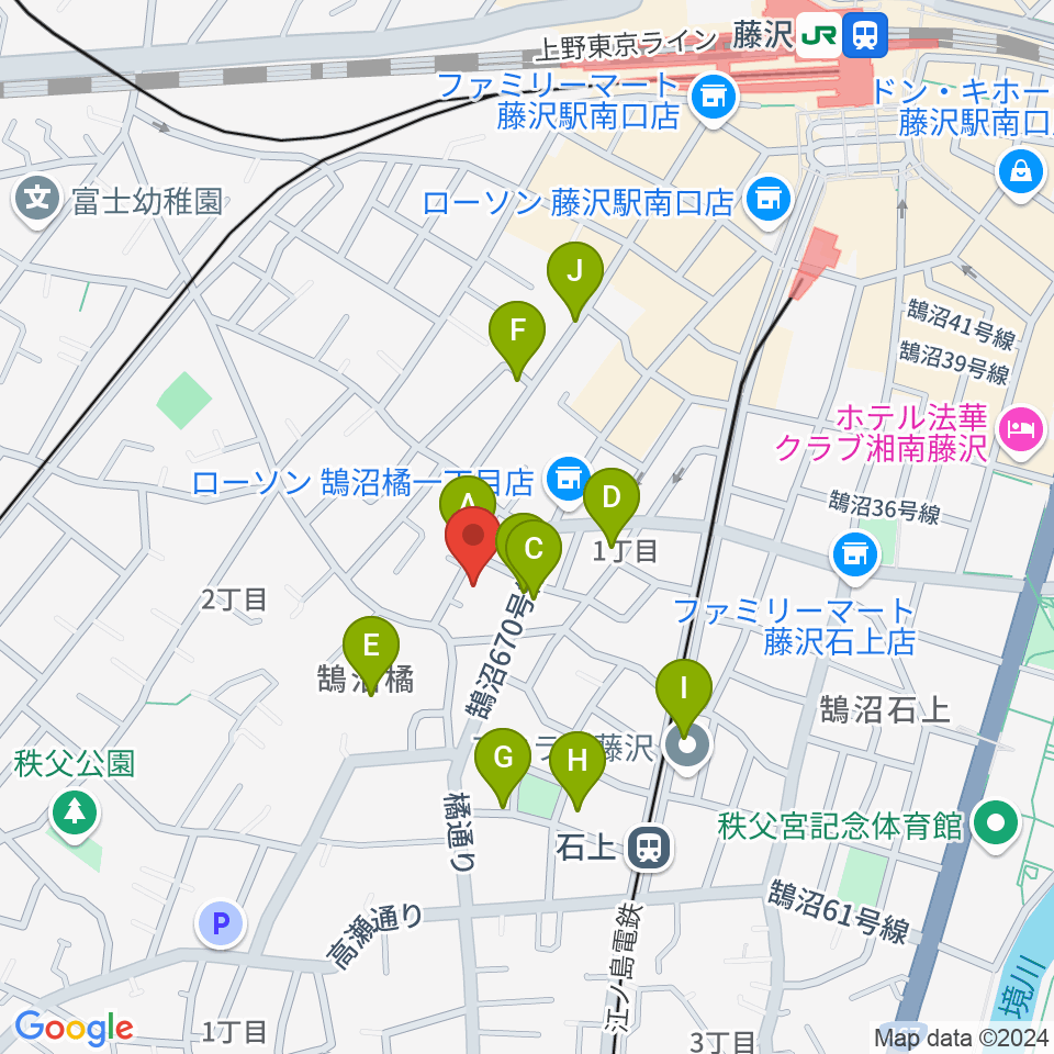 藤沢ル・クラシック周辺の駐車場・コインパーキング一覧地図