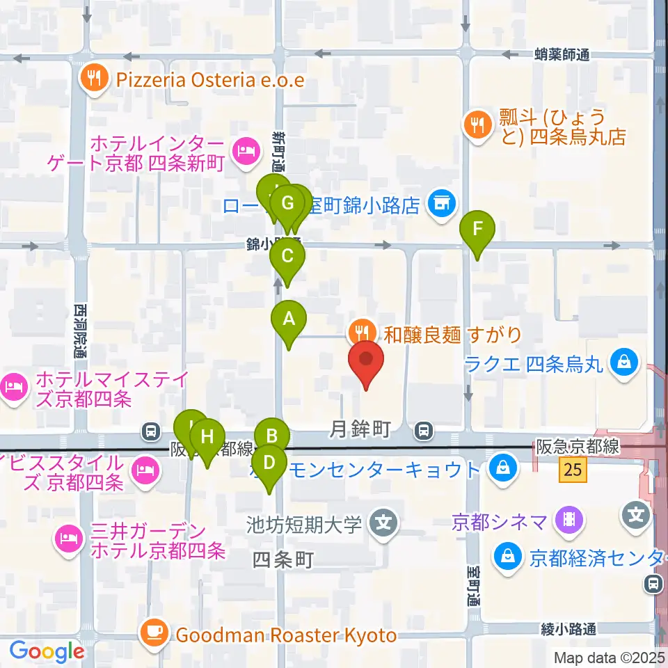 ヴィルトゥオーゾ京都四条烏丸店周辺の駐車場・コインパーキング一覧地図