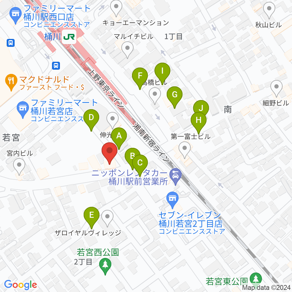 桶川の音楽スタジオVEIN周辺の駐車場・コインパーキング一覧地図