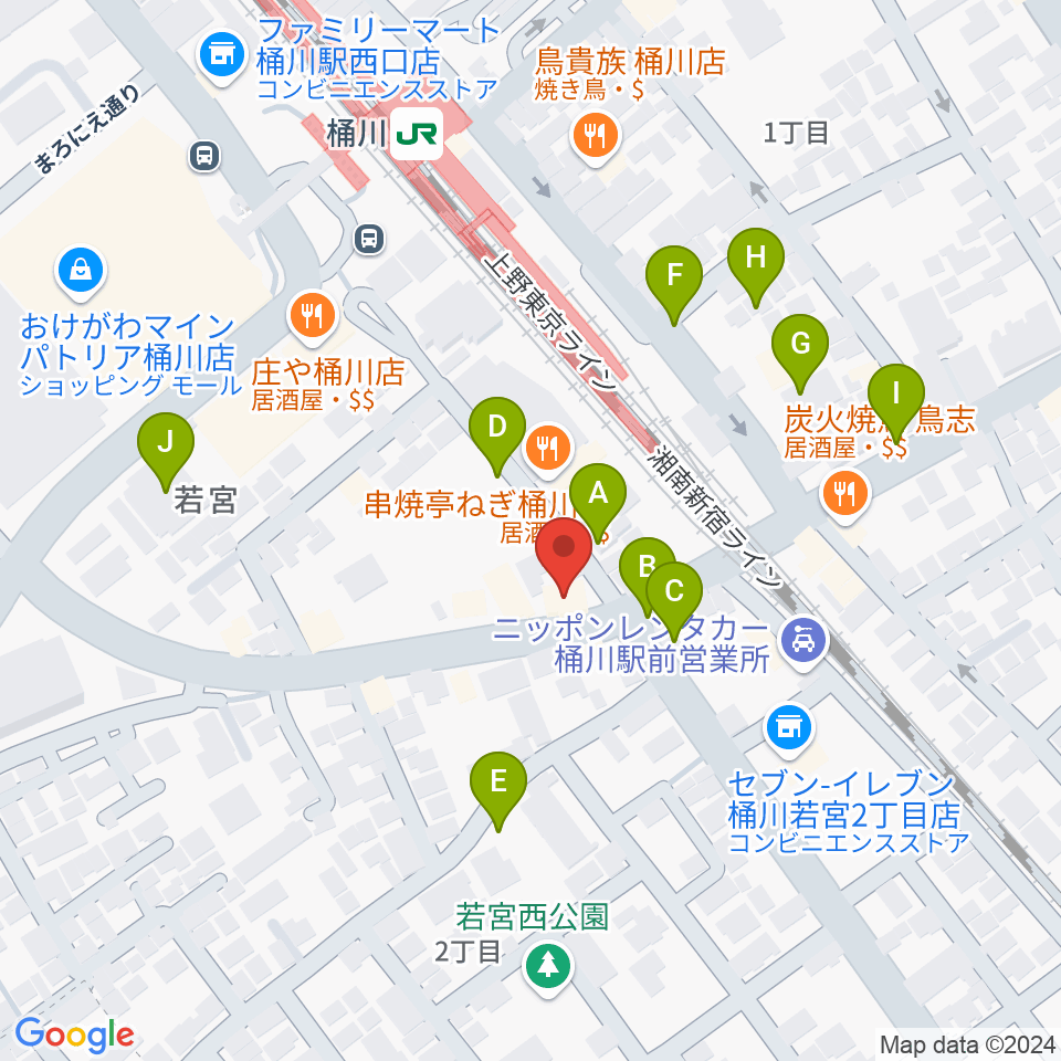 桶川の音楽スタジオVEIN周辺の駐車場・コインパーキング一覧地図