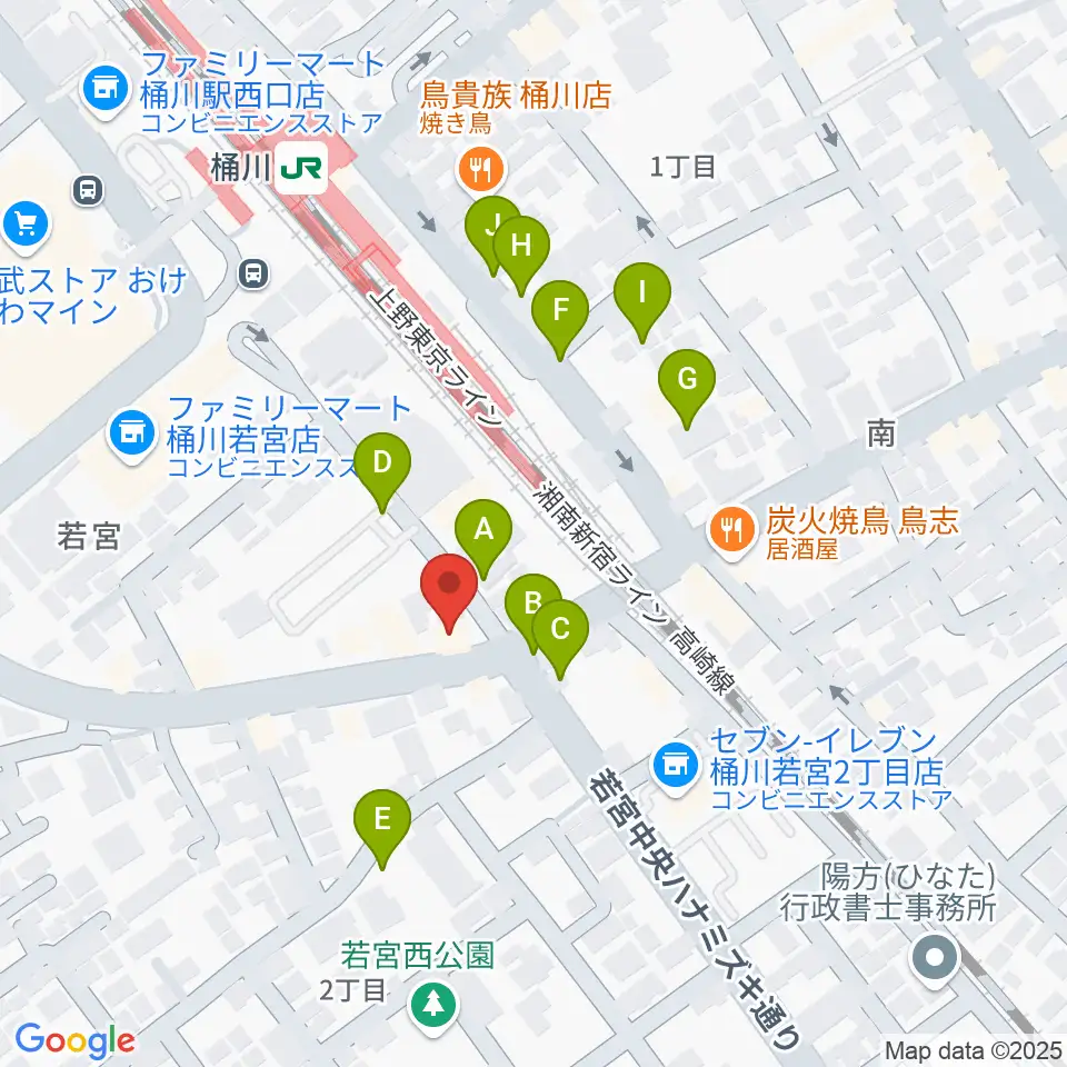 桶川の音楽スタジオVEIN周辺の駐車場・コインパーキング一覧地図