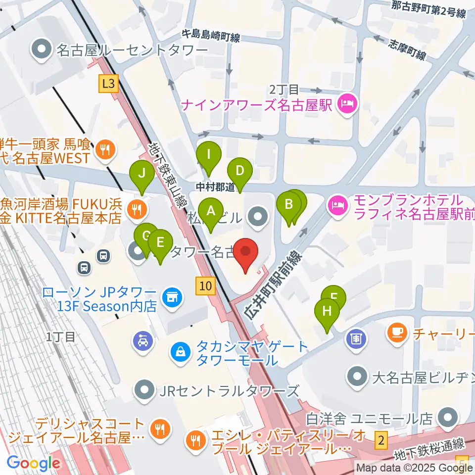 ヴィルトゥオーゾ名古屋駅前店周辺の駐車場・コインパーキング一覧地図
