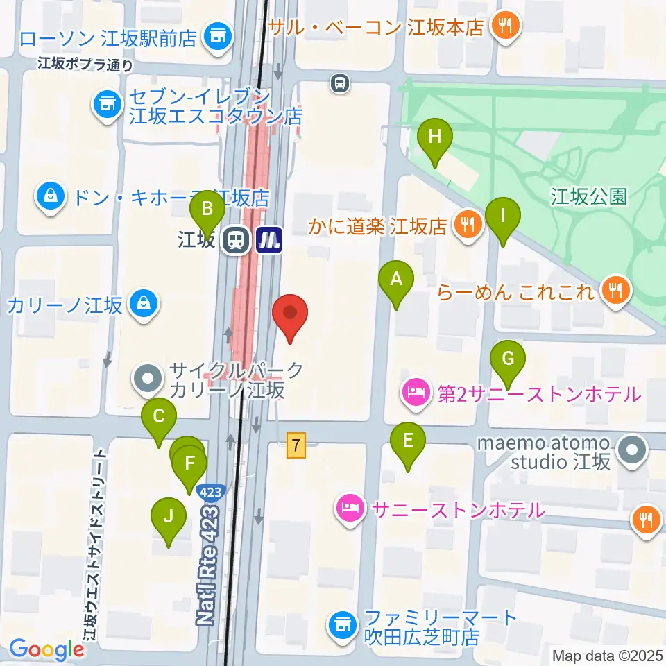 ドルフィンギターズ大阪店周辺の駐車場・コインパーキング一覧地図