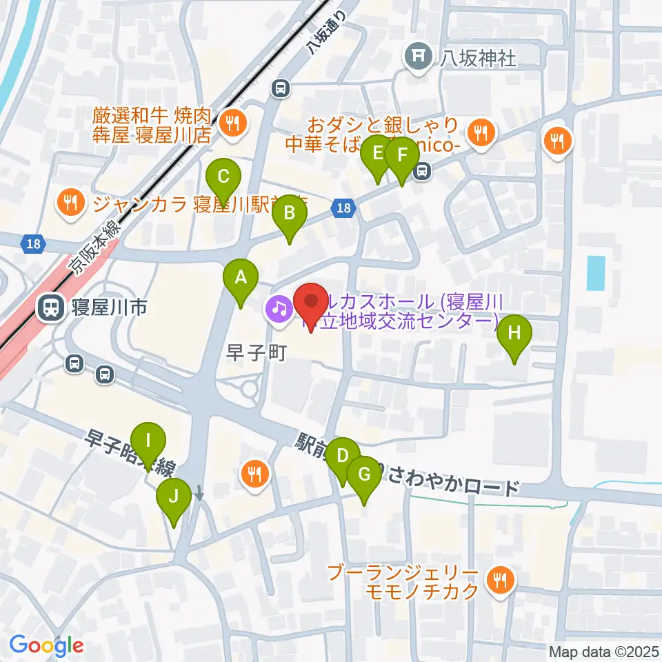 寝屋川アルカスホール周辺の駐車場・コインパーキング一覧地図