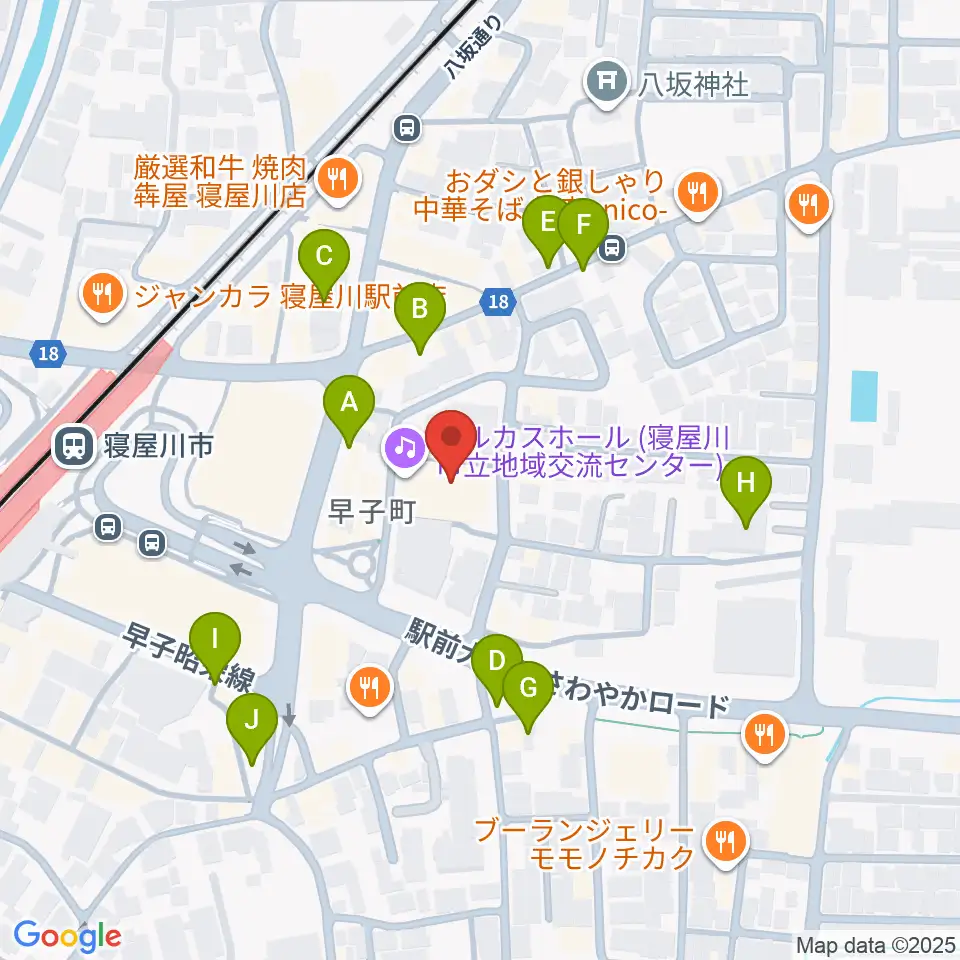 寝屋川アルカスホール周辺の駐車場・コインパーキング一覧地図