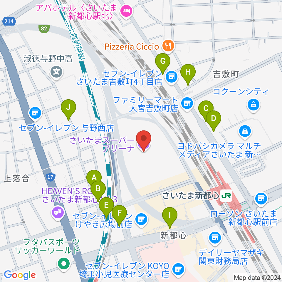 さいたまスーパーアリーナ周辺の駐車場・コインパーキング一覧地図