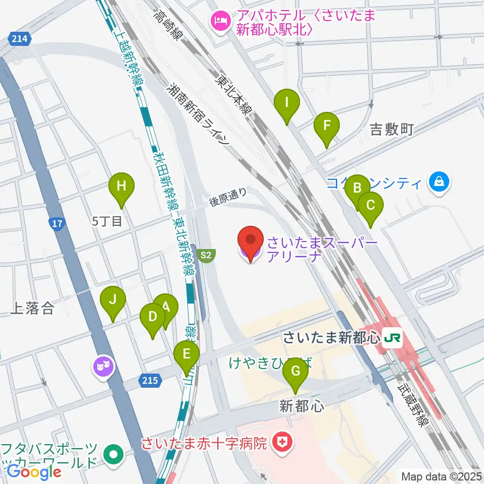 さいたまスーパーアリーナ周辺の駐車場・コインパーキング一覧地図