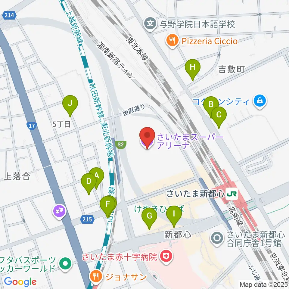 さいたまスーパーアリーナ周辺の駐車場・コインパーキング一覧地図