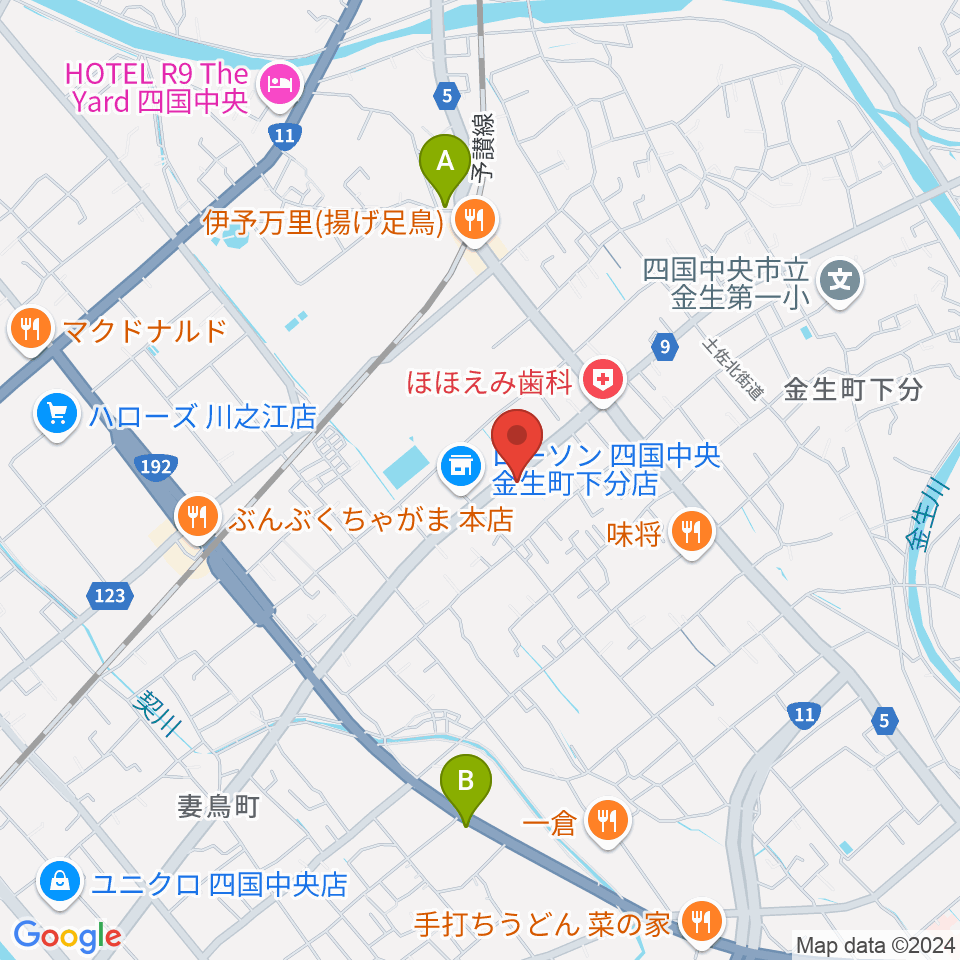 オオサカヤ 川之江店周辺の駐車場・コインパーキング一覧地図