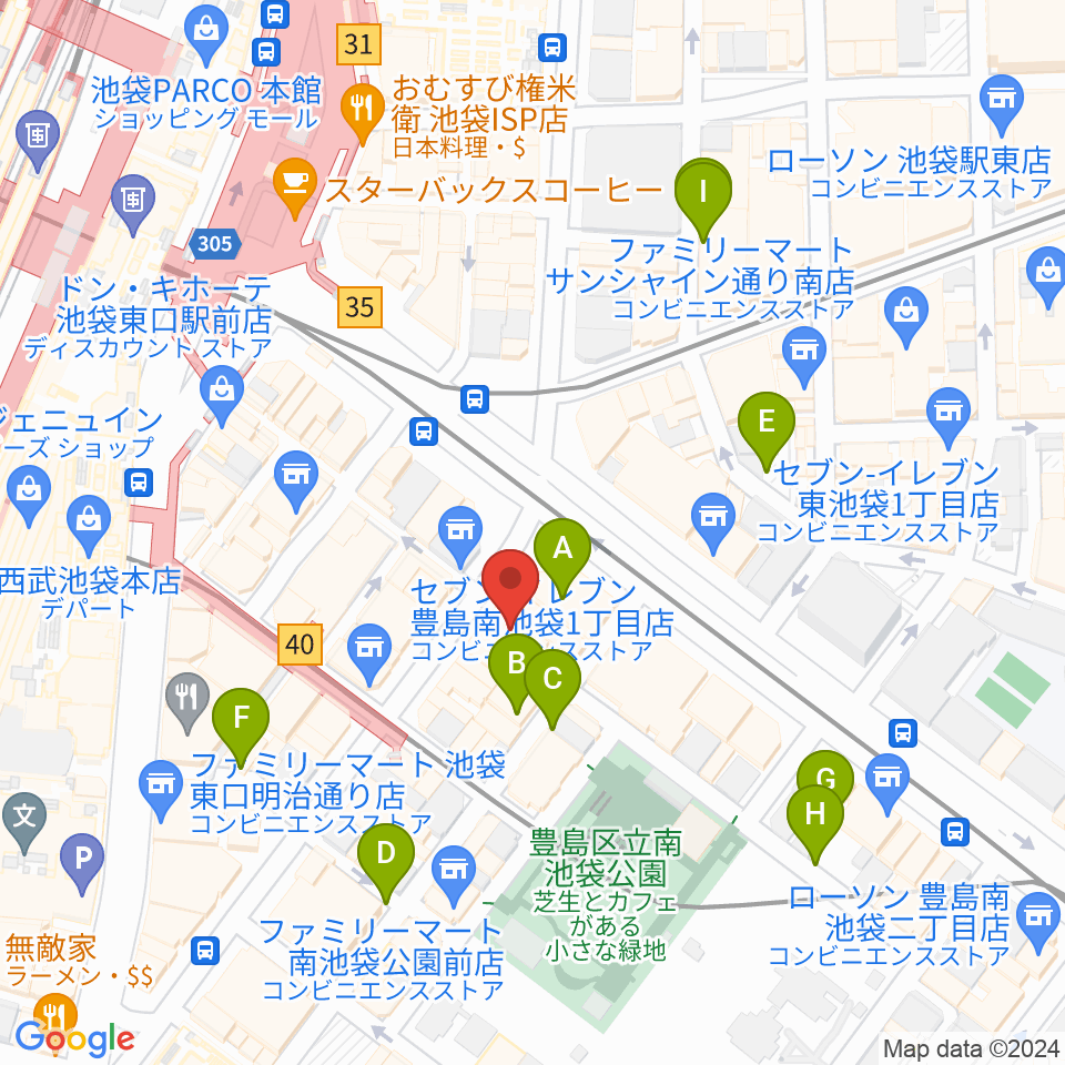 クロサワバイオリン池袋店周辺の駐車場・コインパーキング一覧地図