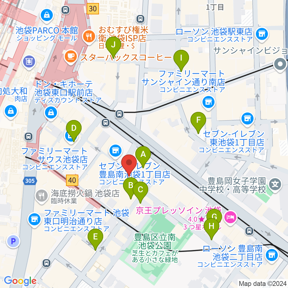 クロサワバイオリン池袋店周辺の駐車場・コインパーキング一覧地図