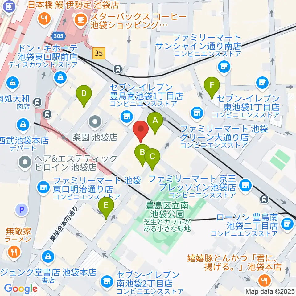 クロサワバイオリン池袋店周辺の駐車場・コインパーキング一覧地図