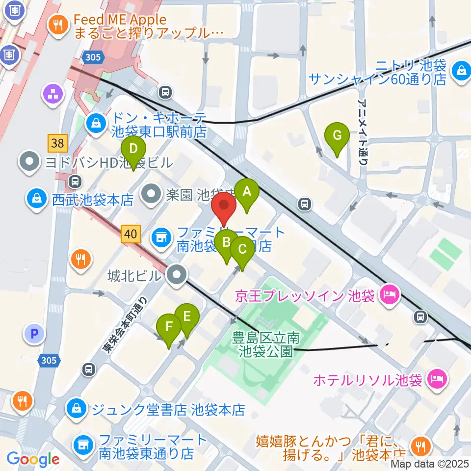 クロサワバイオリン池袋店周辺の駐車場・コインパーキング一覧地図