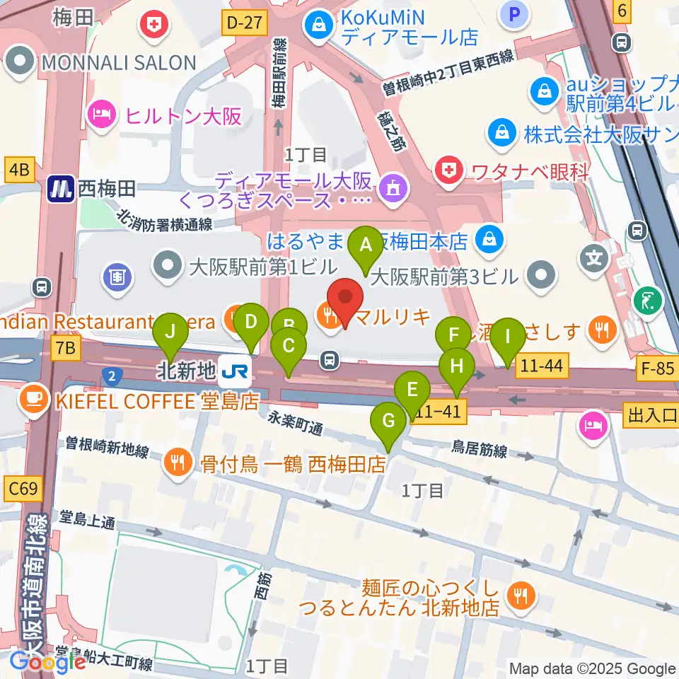 三木楽器ローブラスセンター周辺の駐車場・コインパーキング一覧地図