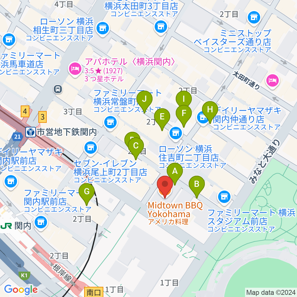 関内BarBarBar周辺の駐車場・コインパーキング一覧地図