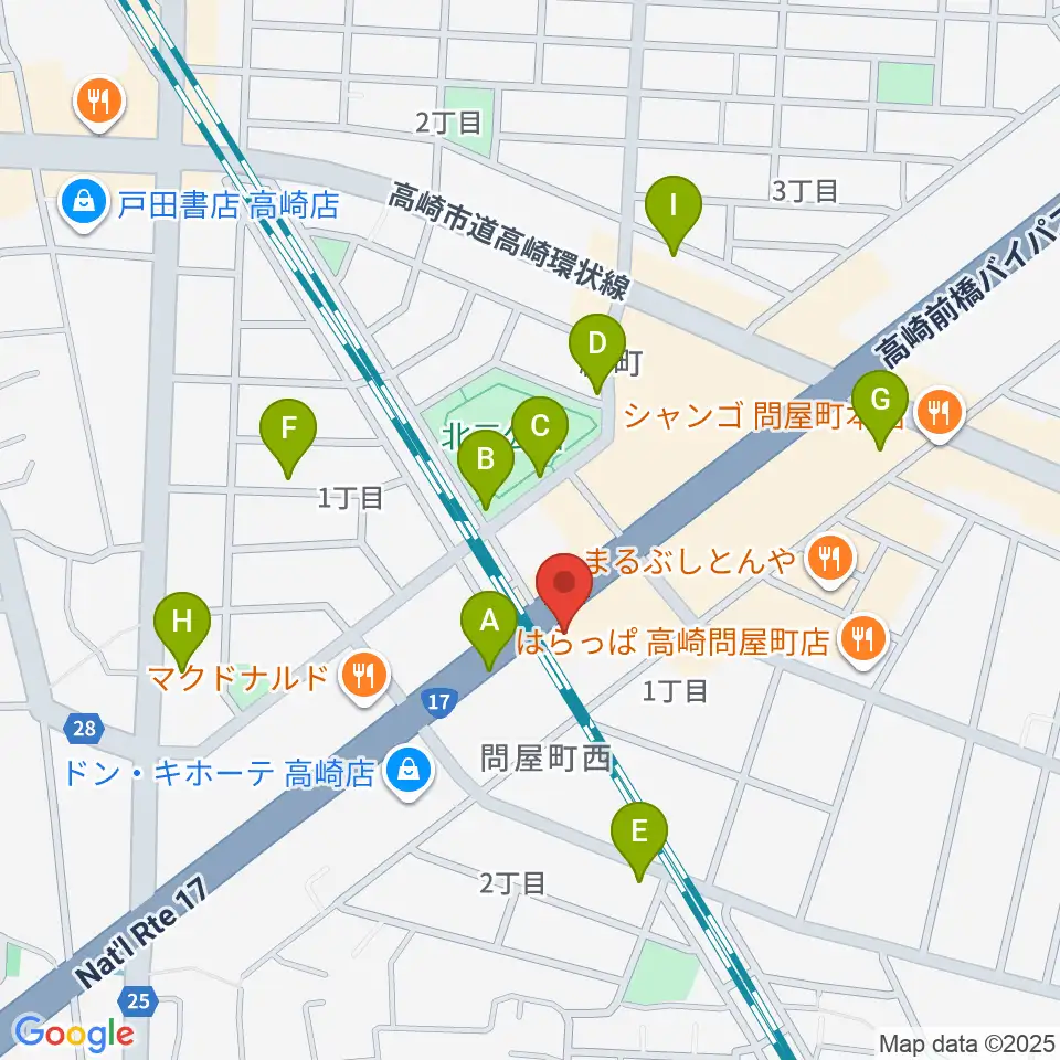 ピアノプラザ群馬 高崎本店周辺の駐車場・コインパーキング一覧地図