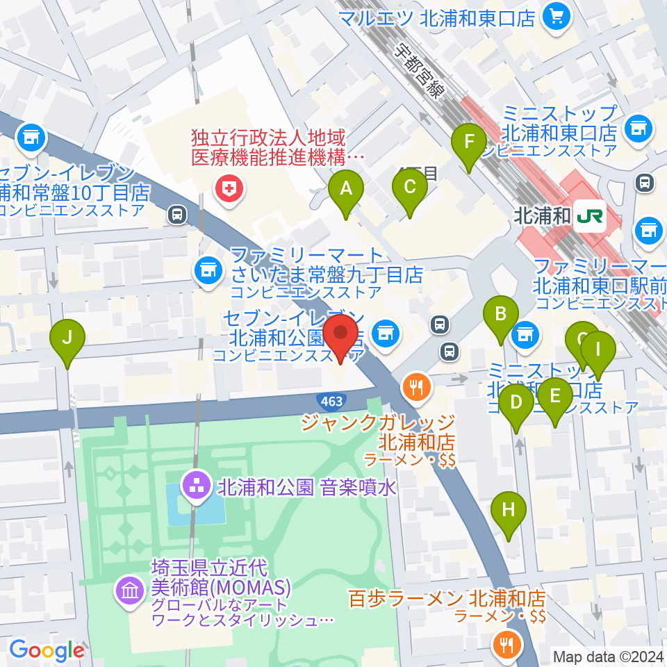 北浦和エアーズ周辺の駐車場・コインパーキング一覧地図