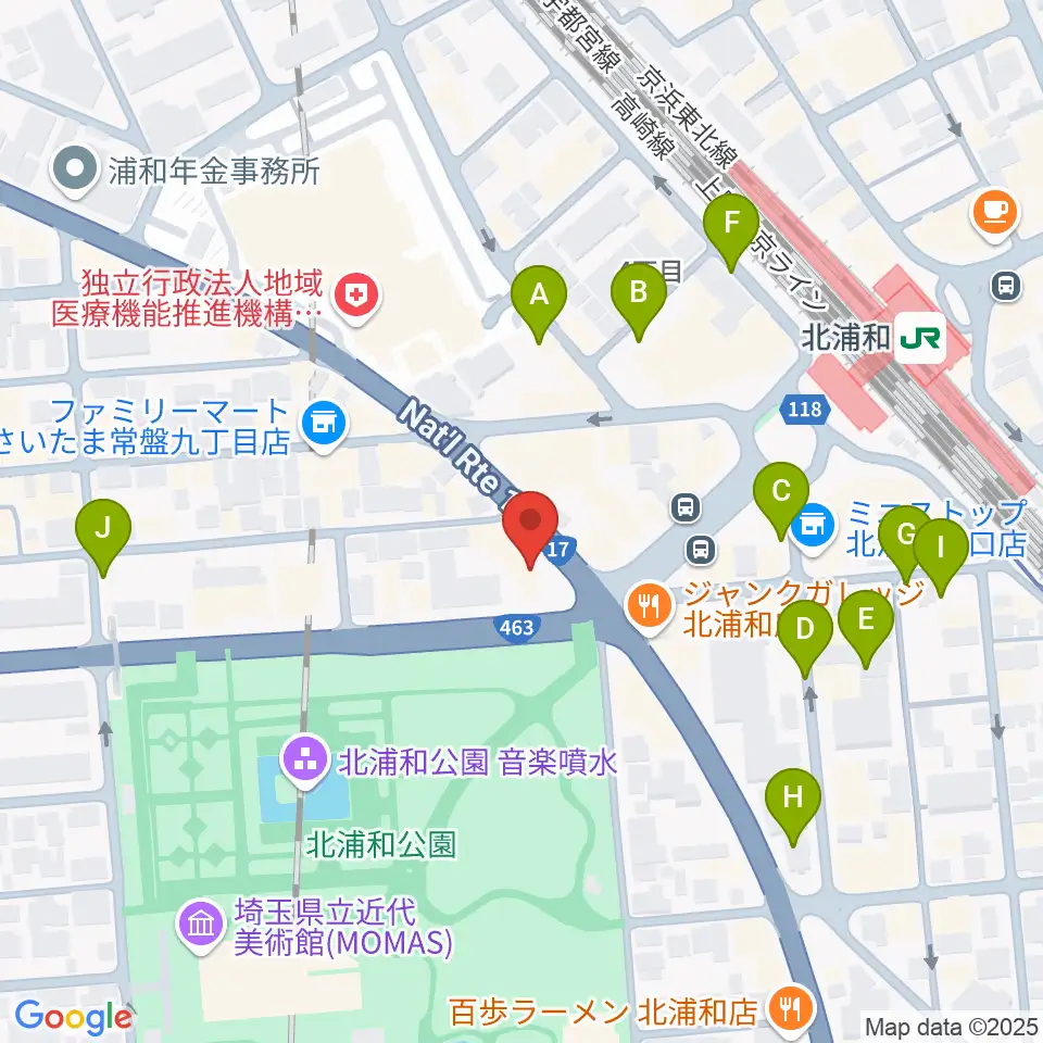 北浦和エアーズ周辺の駐車場・コインパーキング一覧地図