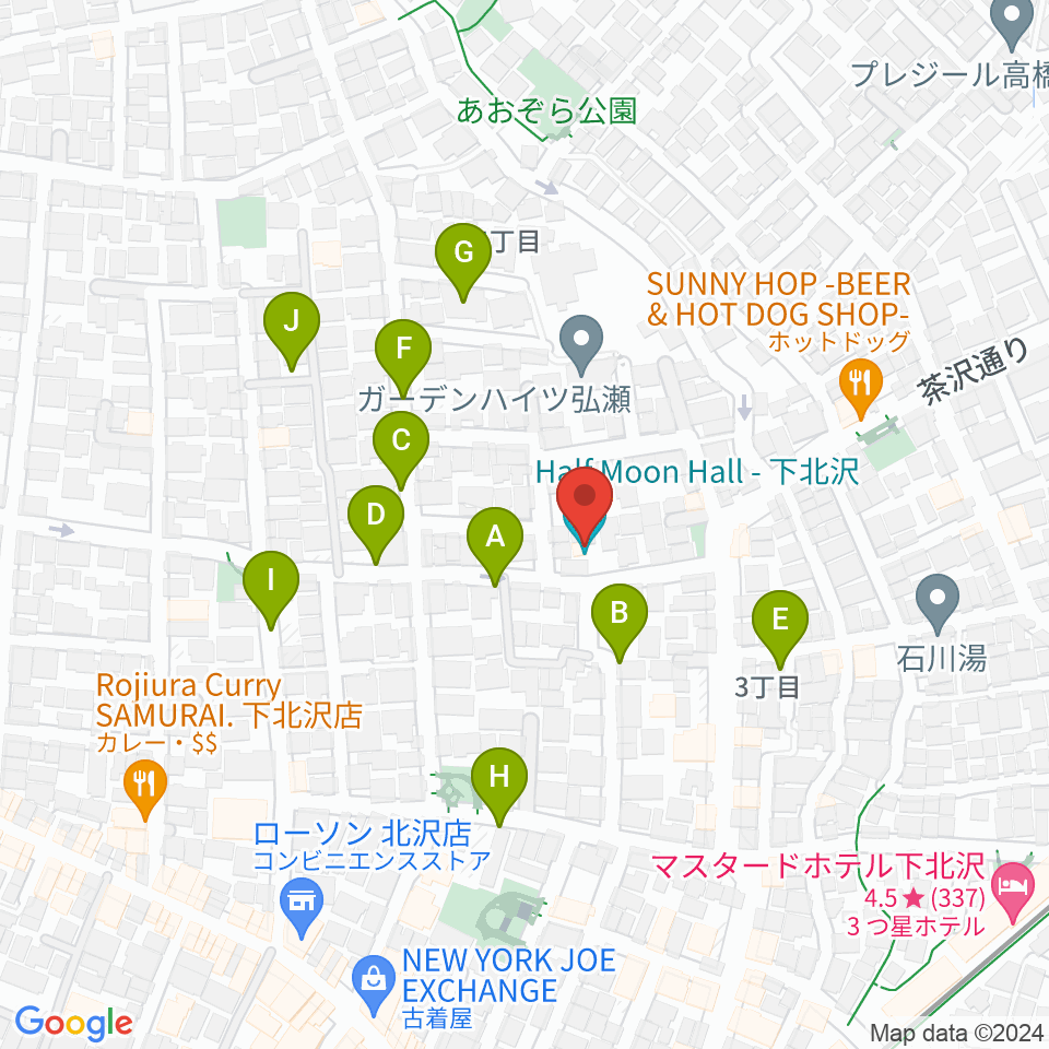 下北沢ハーフムーンホール周辺の駐車場・コインパーキング一覧地図