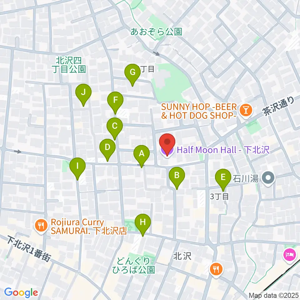 下北沢ハーフムーンホール周辺の駐車場・コインパーキング一覧地図