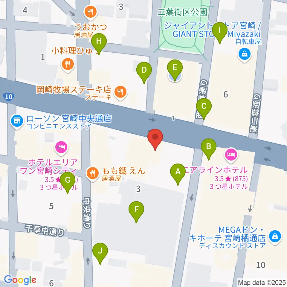 カワイ宮崎ショップ周辺の駐車場・コインパーキング一覧地図