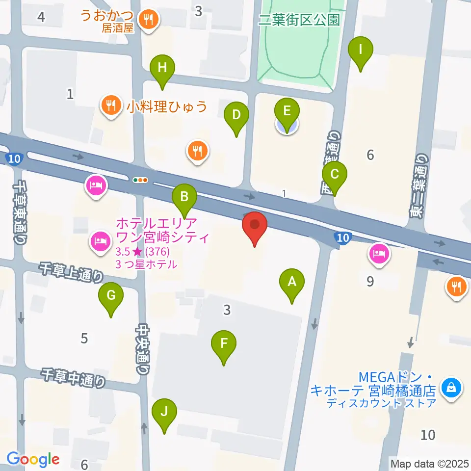 カワイ宮崎ショップ周辺の駐車場・コインパーキング一覧地図