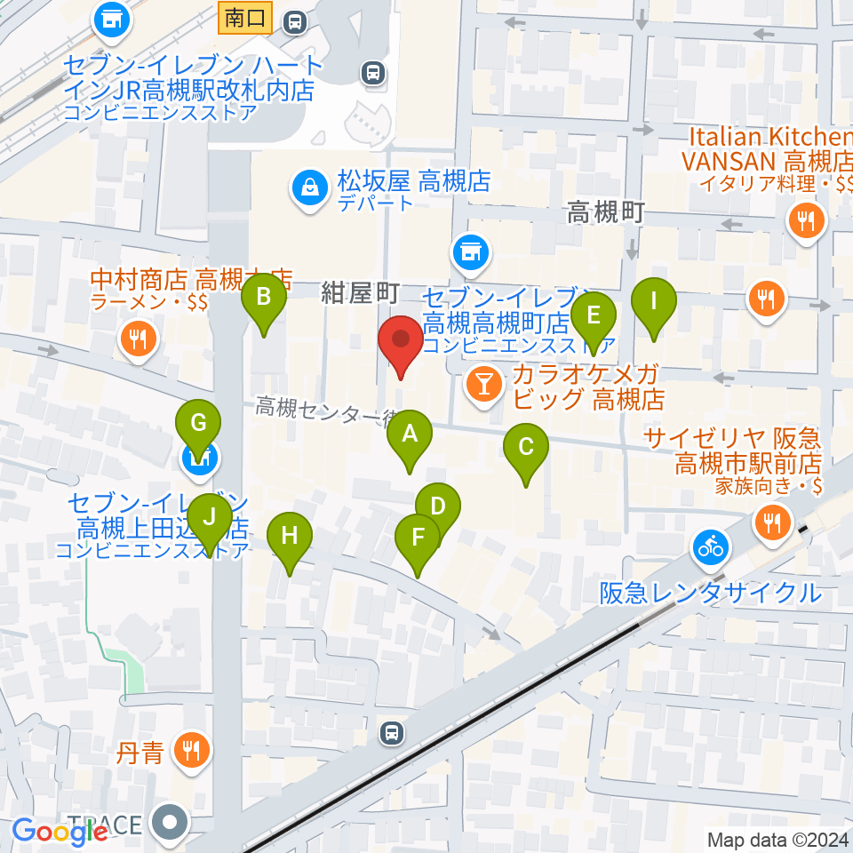 JEUGIA 高槻店周辺の駐車場・コインパーキング一覧地図