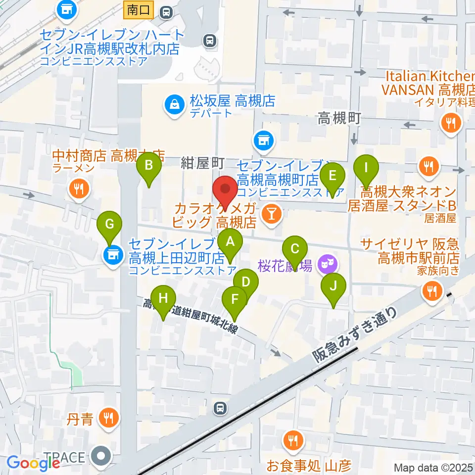 JEUGIA 高槻店周辺の駐車場・コインパーキング一覧地図