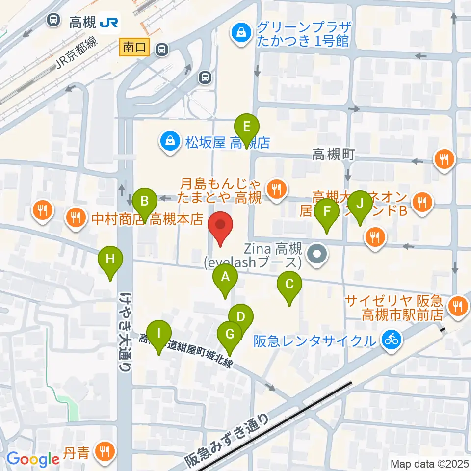JEUGIA 高槻店周辺の駐車場・コインパーキング一覧地図