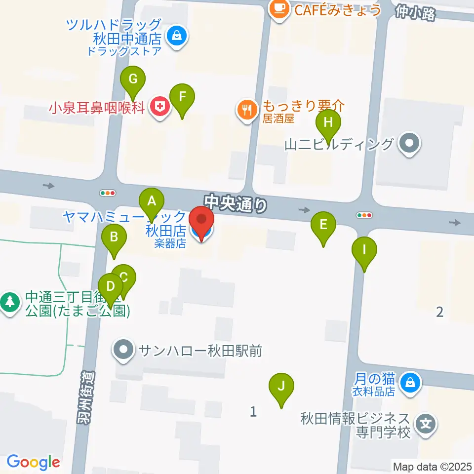 ヤマハミュージック 秋田店周辺の駐車場・コインパーキング一覧地図