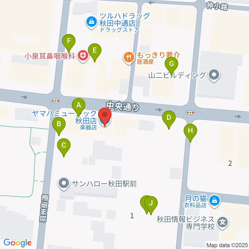 ヤマハミュージック 秋田店周辺の駐車場・コインパーキング一覧地図