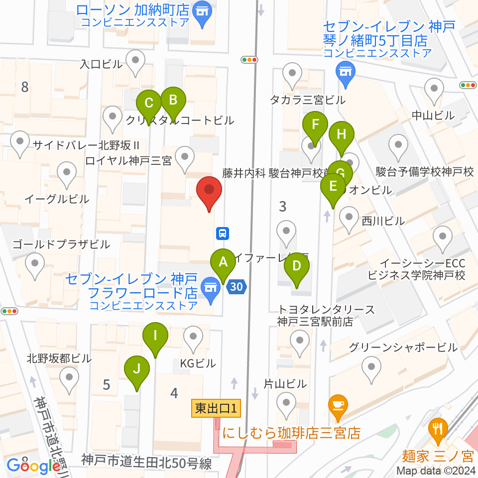 ヤマハミュージック 神戸店周辺の駐車場・コインパーキング一覧地図
