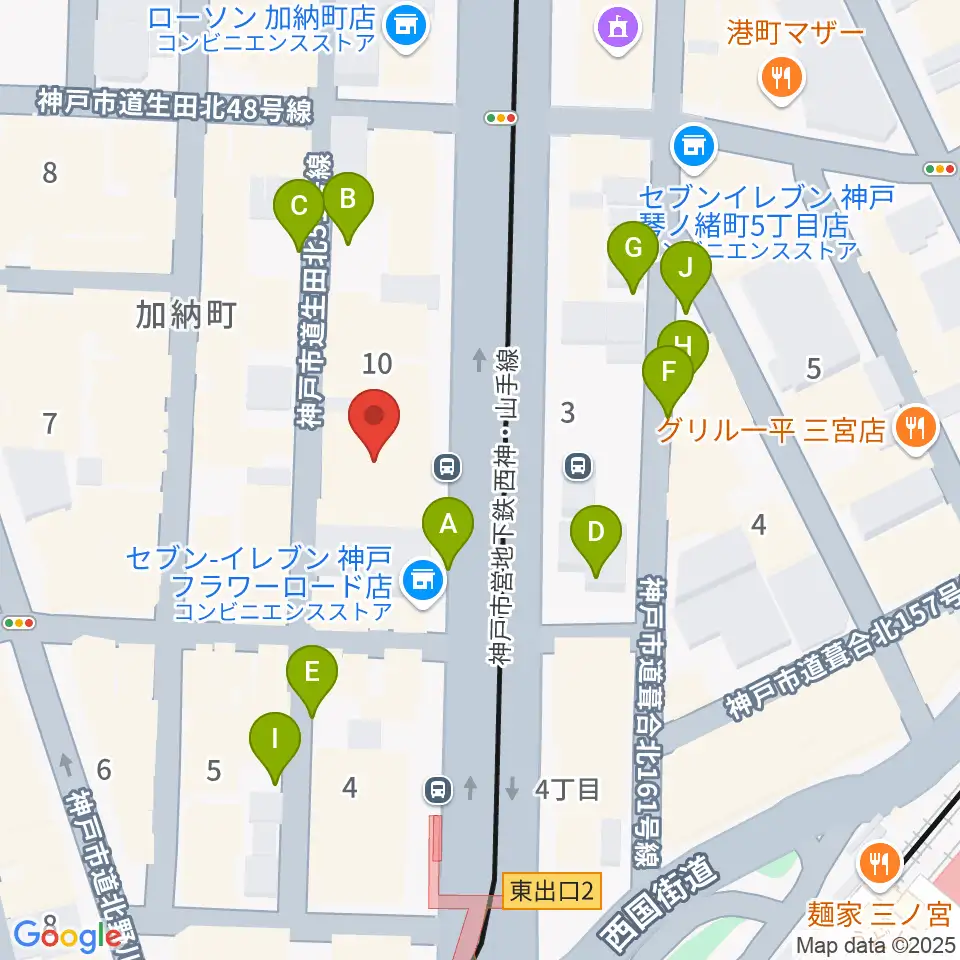 ヤマハミュージック 神戸店周辺の駐車場・コインパーキング一覧地図