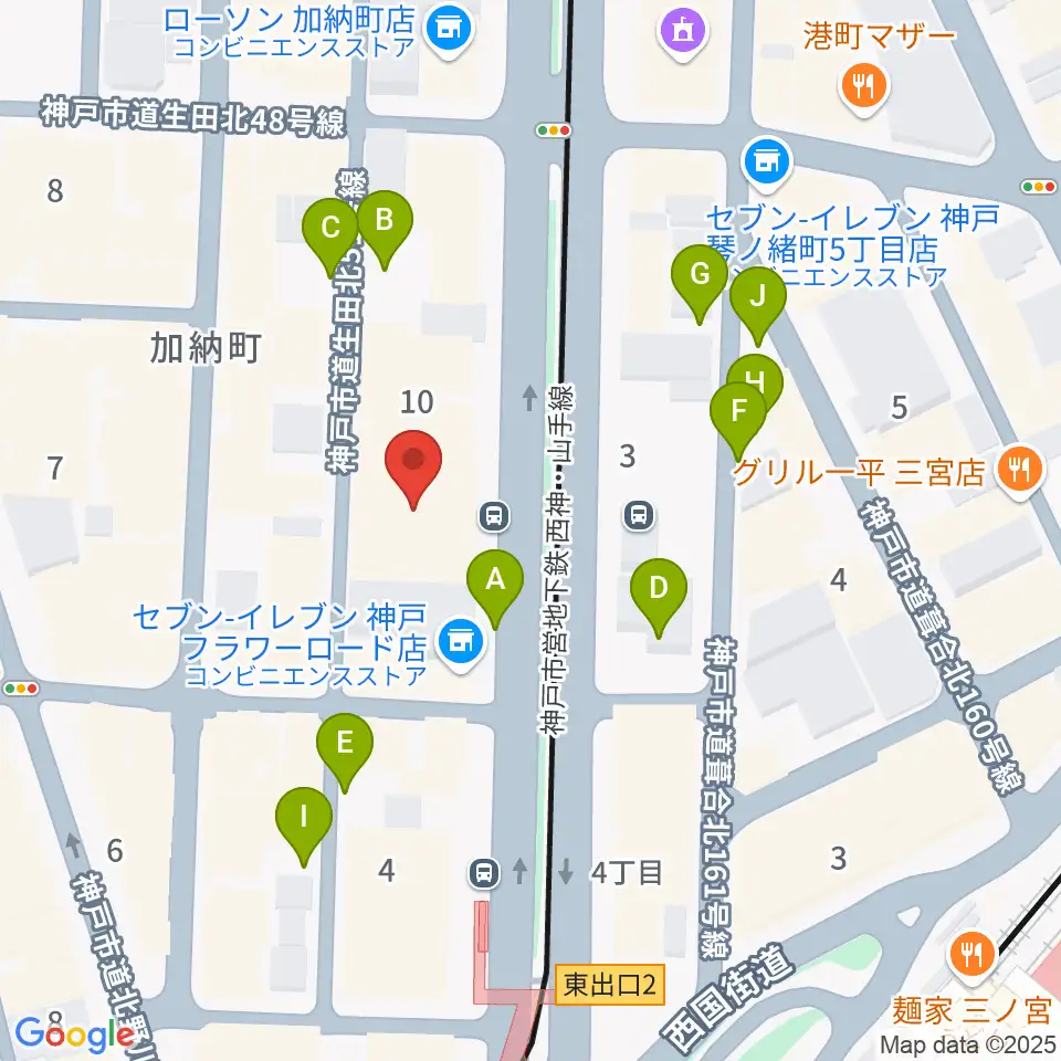 ヤマハミュージック 神戸店周辺の駐車場・コインパーキング一覧地図