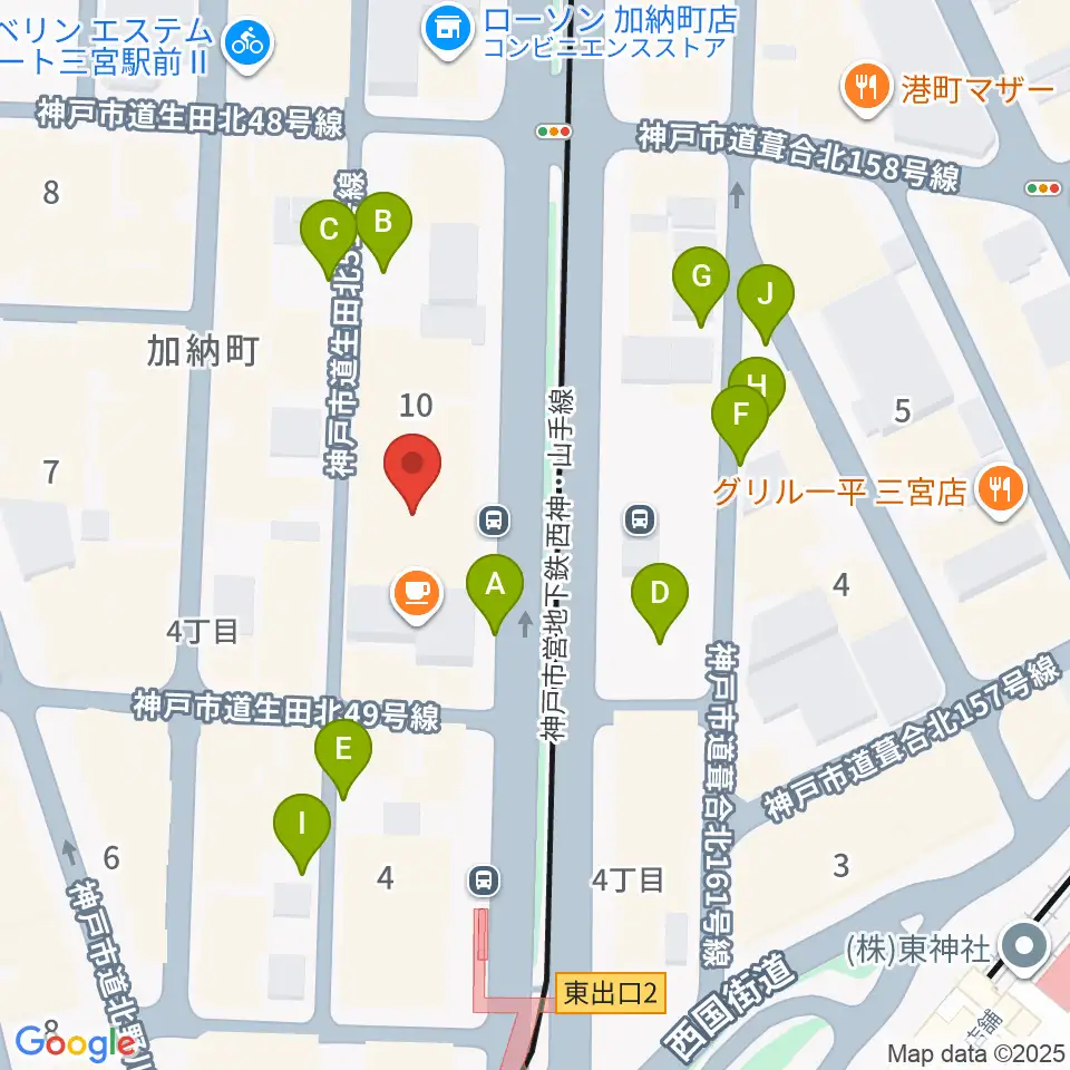 ヤマハミュージック 神戸店周辺の駐車場・コインパーキング一覧地図