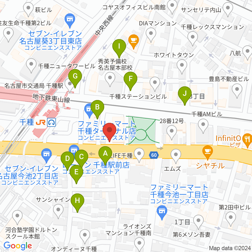 中善楽器ブレーメン周辺の駐車場・コインパーキング一覧地図