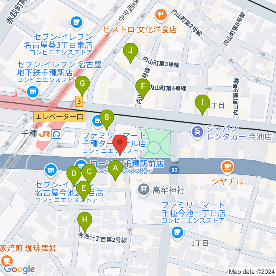 中善楽器ブレーメン周辺の駐車場・コインパーキング一覧地図