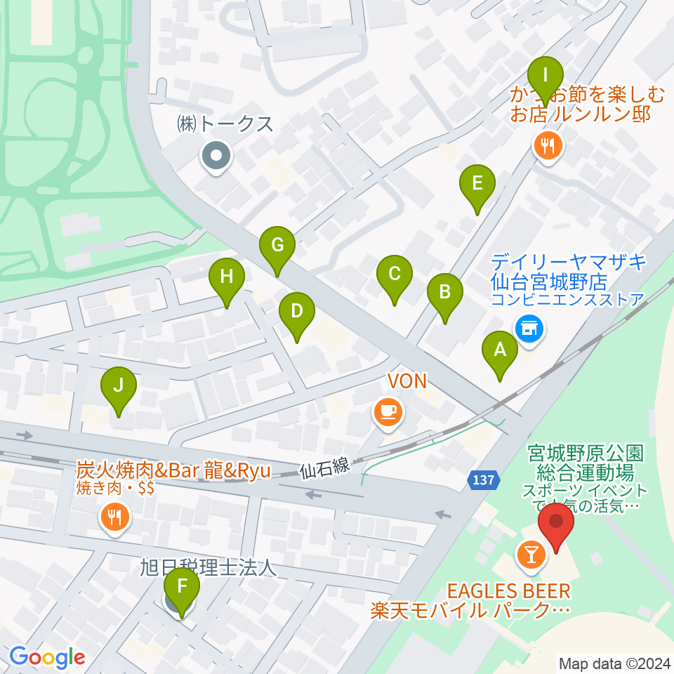 Rakuten.FM TOHOKU周辺の駐車場・コインパーキング一覧地図