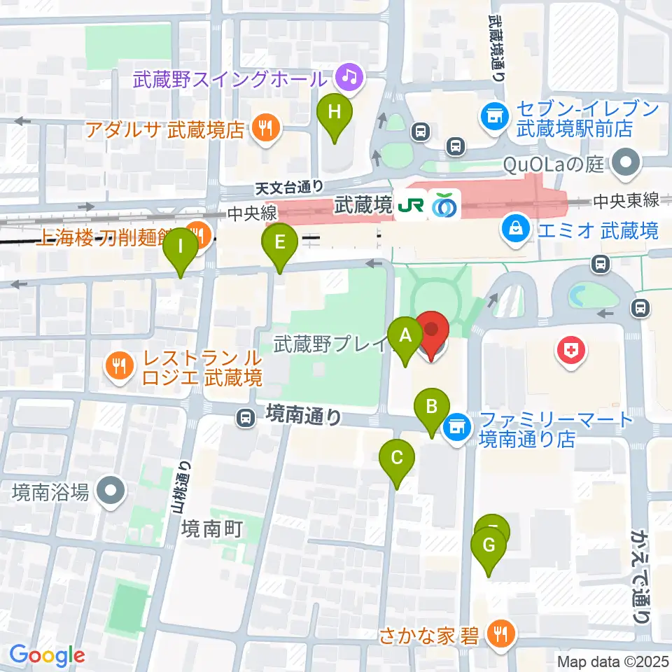 武蔵野プレイス周辺の駐車場・コインパーキング一覧地図